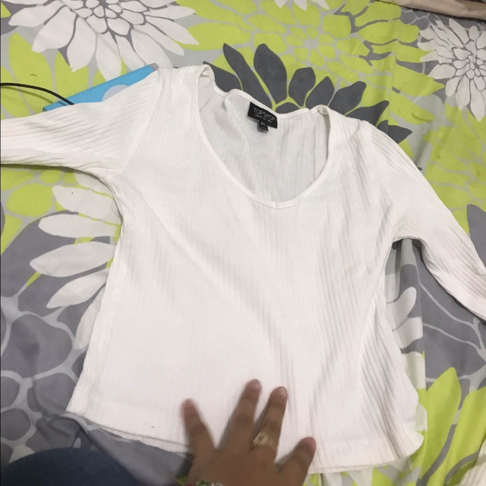 White Ribbed Crop Top